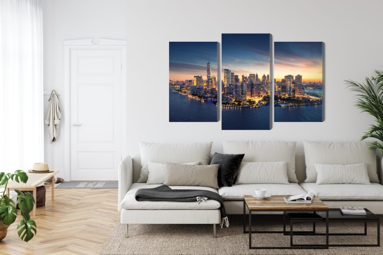 Obraz Wieloczęściowy Panorama Nowego Jorku O Wschodzie Słońca