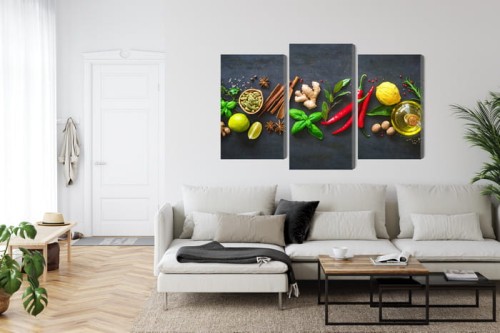 Obraz Wieloczęściowy Świeże Aromatyczne Przyprawy