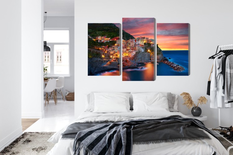 Obraz Wieloczęściowy Miasto Manarola We Włoszech