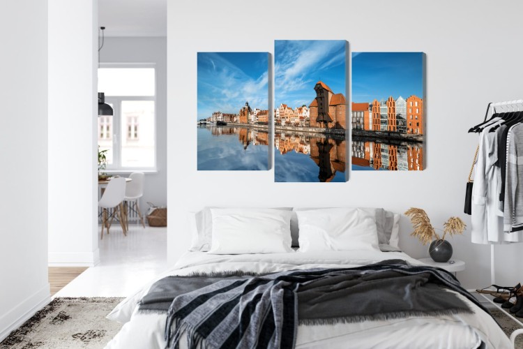 Obraz Wieloczęściowy Panorama Gdańska Z Widokiem Na Rzekę