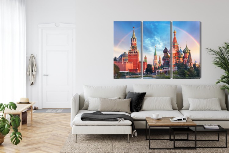 Obraz Wieloczęściowy Panorama Placu Czerwonego Z Kremlem I Soborem Wasyla Błogosławionego