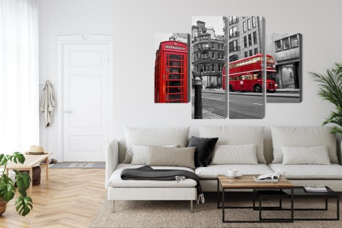 Obraz Wieloczęściowy Zabytkowy Amerykański Samochód Na Kubie