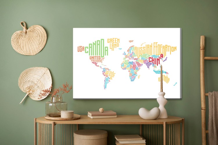 Obraz Na Płótnie Mapa Świata - Napisy