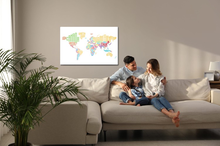 Obraz Na Płótnie Mapa Świata - Napisy