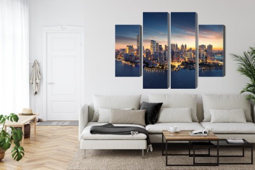 Obraz Wieloczęściowy Panorama Nowego Jorku O Wschodzie Słońca