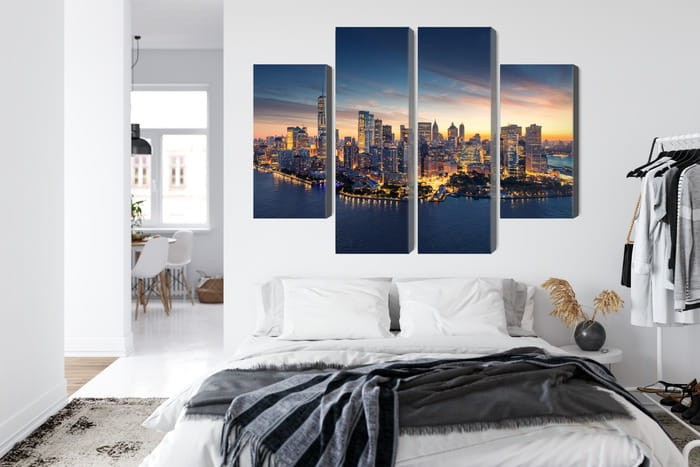 Obraz Wieloczęściowy Panorama Nowego Jorku O Wschodzie Słońca