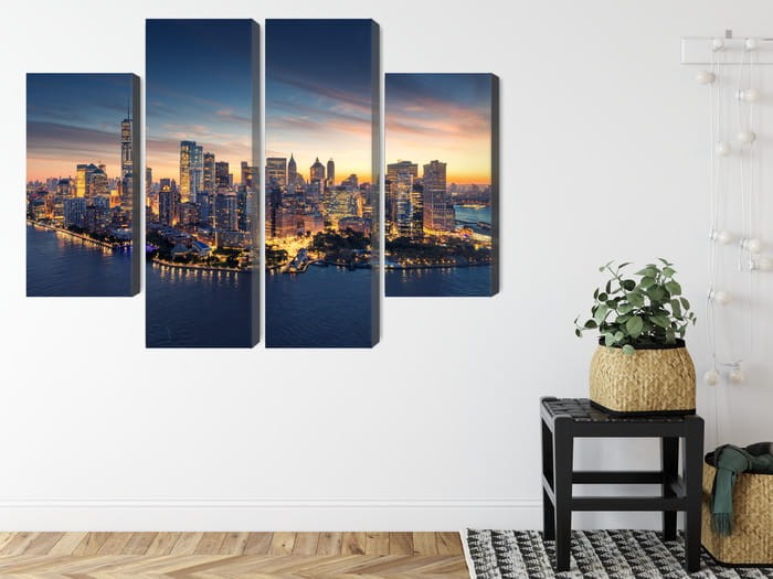 Obraz Wieloczęściowy Panorama Nowego Jorku O Wschodzie Słońca