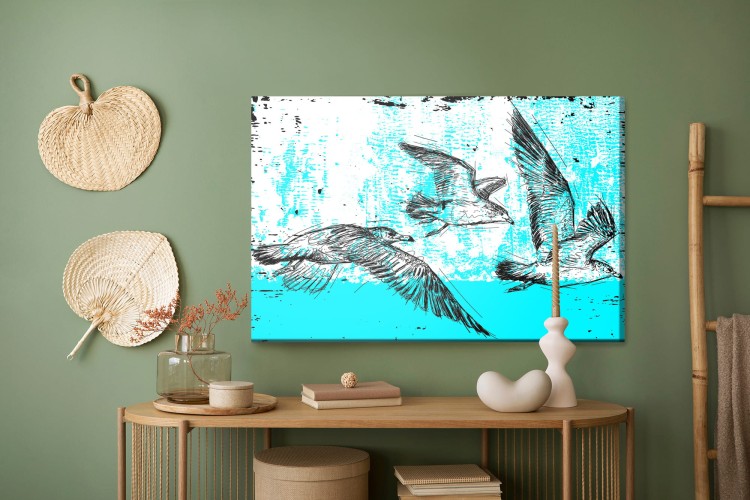 Obraz Na Płótnie Rysowane Mewy W Stylu Retro