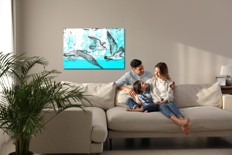 Obraz Na Płótnie Rysowane Mewy W Stylu Retro