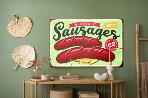 Obraz Na Płótnie Kiełbasy I Litery Vintage