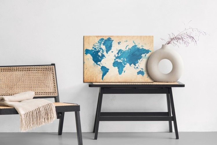 Obraz Na Płótnie Mapa Świata W Niebieskich Odcieniach