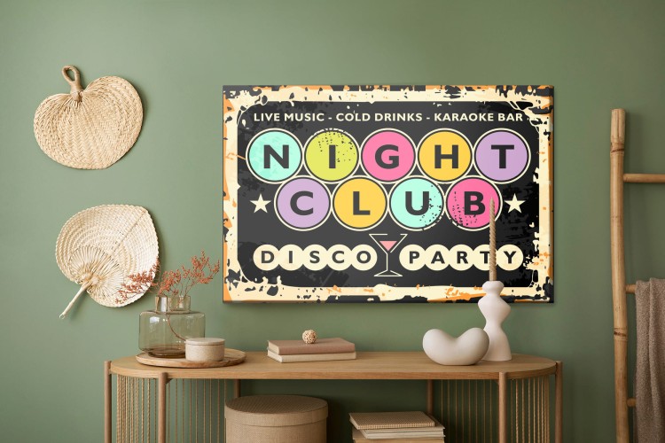 Obraz Na Płótnie Napisy W Klubie Retro Disco