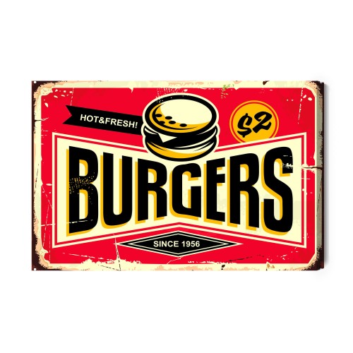 Obraz Na Płótnie Tablica Restauracji Fast Food W Stylu Retro