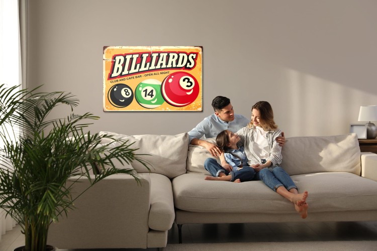 Obraz Na Płótnie Kule Bilardowe I Napis Retro