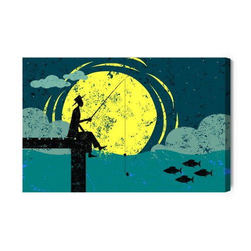 Obraz Na Płótnie Nocne Wędkowanie