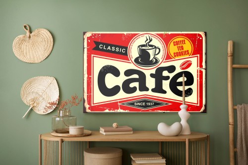 Obraz Na Płótnie Filiżanka Kawy I Napis Retro