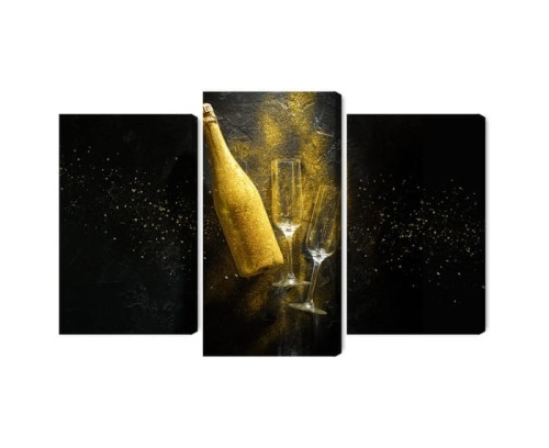Obraz Wieloczęściowy Złota Butelka Szampana