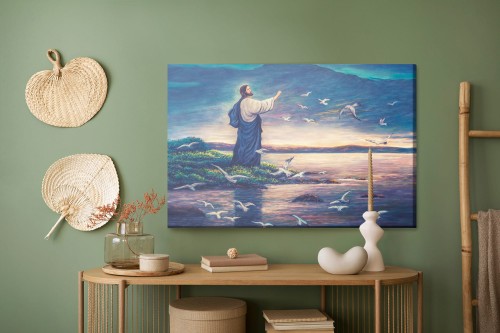 Obraz Na Płótnie Jezus Stojący Na Brzegu Morza