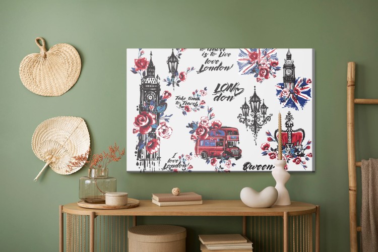 Obraz Na Płótnie Londyńskie Symbole I Kwiaty