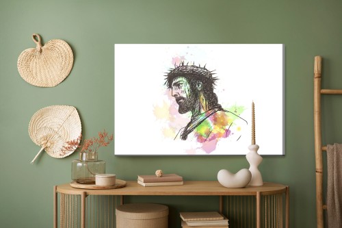 Obraz Na Płótnie Jezus Namalowany Akwarelą