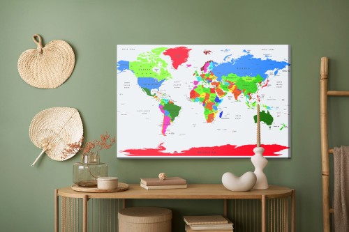 Obraz Na Płótnie Kolorowa Mapa Polityczna Świata