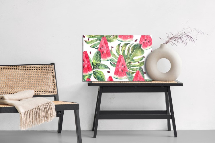 Obraz Na Płótnie Arbuzy Z Tropikalnymi Liśćmi