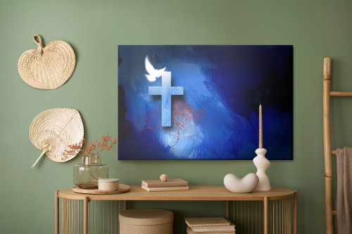 Obraz Na Płótnie Gołąb Nad Krzyżem