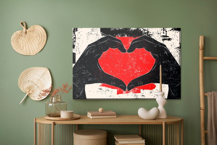 Obraz Na Płótnie Dłonie Ułożone W Kształcie Serca W Stylu Vintage