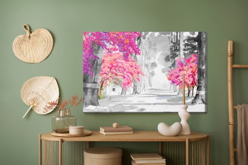 Obraz Na Płótnie Kwiaty Wiśni Malowane Akwarelą