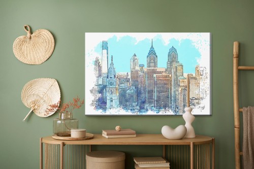 Obraz Na Płótnie Nowojorskie Wieżowce Z Akwarelowym Akcentem