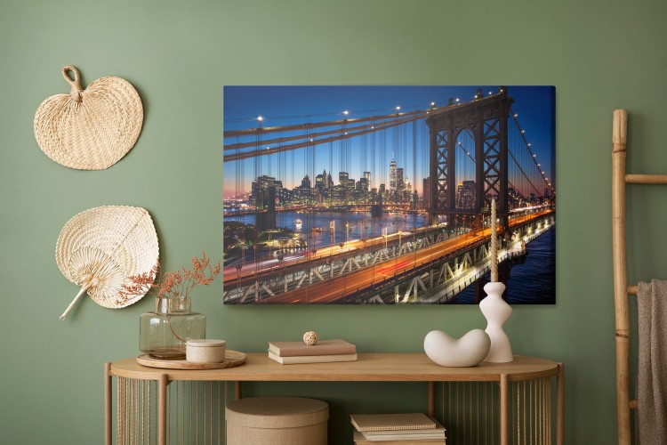 Obraz Na Płótnie Nocny Widok 3D Na Manhattan Bridge