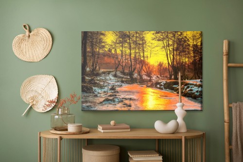 Obraz Na Płótnie Zachód Słońca W Lesie