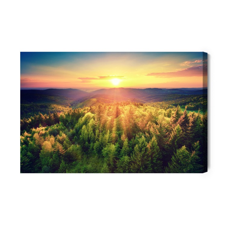 Obraz Na Płótnie Zachód Słońca Nad Leśnymi Wzgórzami