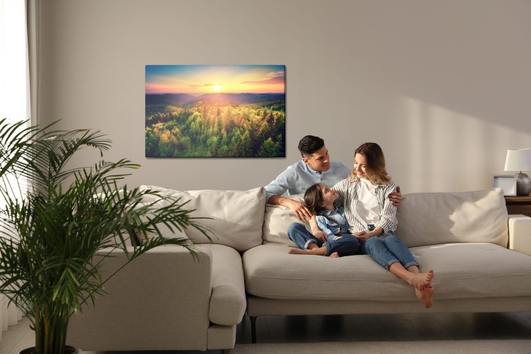 Obraz Na Płótnie Zachód Słońca Nad Leśnymi Wzgórzami