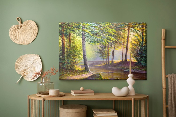 Obraz Na Płótnie Rzeka W Letnim Lesie