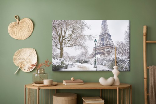 Obraz Na Płótnie Widok Na Wieżę Eiffla Zimą