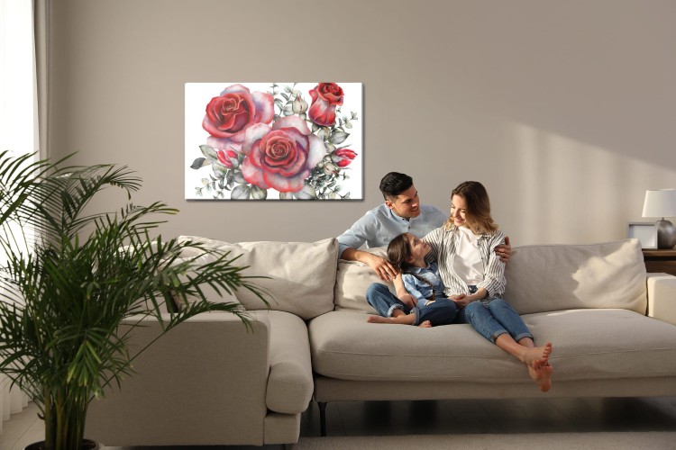 Obraz Na Płótnie Czerwone Róże Malowane Akwarelą