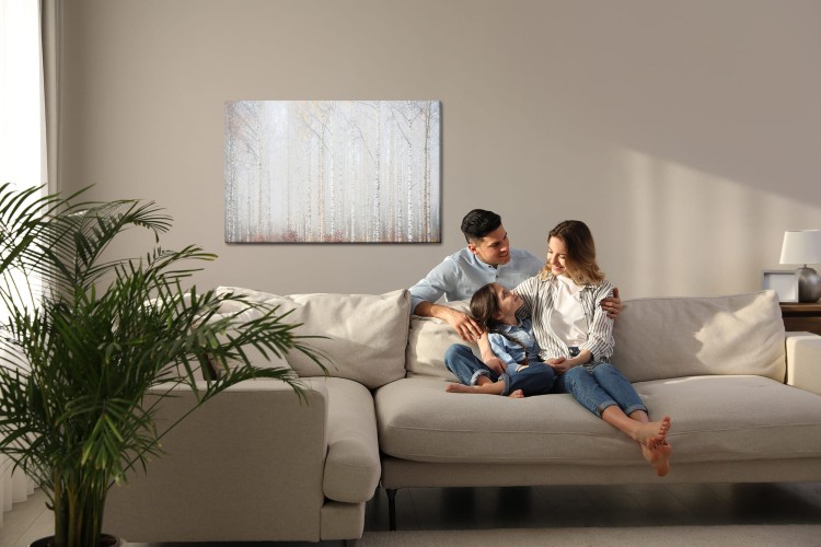 Obraz Na Płótnie Brzozowy Las We Mgle